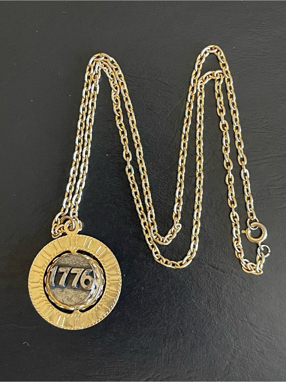 Vintage 70’s spinner pendant 1776 Liberty Bell necklace.